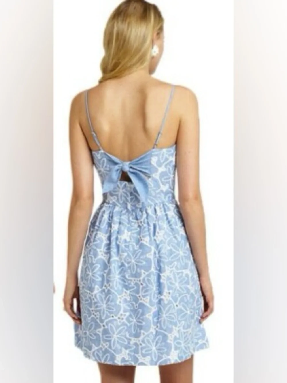 Lilly Pulitzer Bethany Tide Blue Hollar For A Dollar Chambray Eyelet - Picture 5 of 8